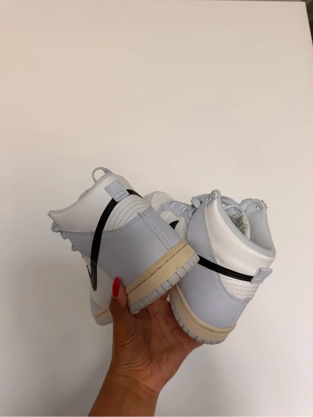 Nike Kids White High-Top Sneakers with Black Swoosh